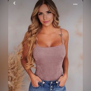 Forgetting You Suede Bodysuit (Crimson)